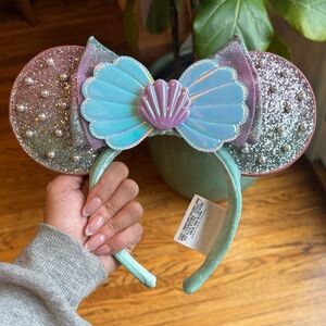 Disney Glittery Mouse Ears Headband - Pink and Silver